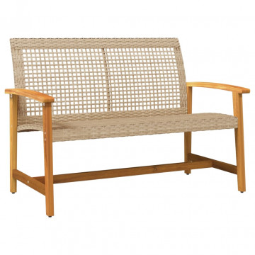Set mobilier de grădină, 5 piese, poliratan bej/lemn de acacia - Img 4