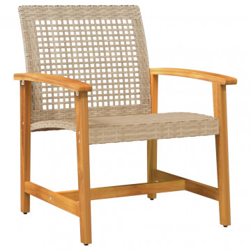 Set mobilier de grădină, 5 piese, poliratan bej/lemn de acacia - Img 8