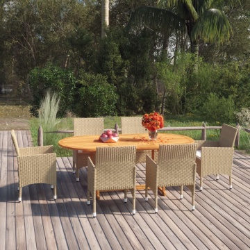 Set mobilier de grădină, 7 piese, bej, poliratan - Img 1