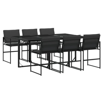 Set mobilier de grădină, 7 piese, cu perne, negru, textilenă - Img 2