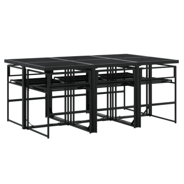 Set mobilier de grădină, 7 piese, cu perne, negru, textilenă - Img 6