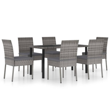 Set mobilier de grădină, 7 piese, gri, poliratan - Img 2
