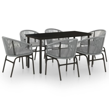 Set mobilier de grădină, 7 piese, gri - Img 2
