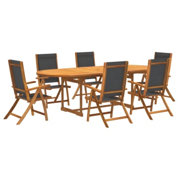 Set mobilier de grădină, 7 piese, lemn masiv acacia/textilenă - Img 2