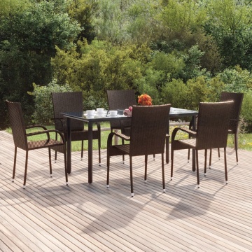 Set mobilier de grădină, 7 piese, maro, poliratan - Img 1