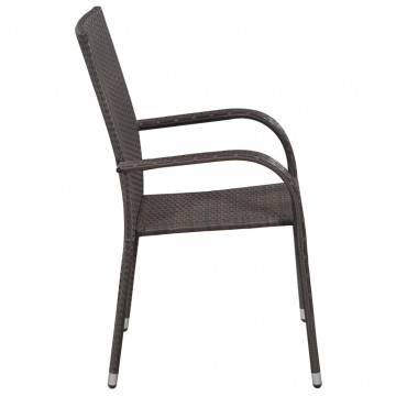 Set mobilier de grădină, 7 piese, maro - Img 4
