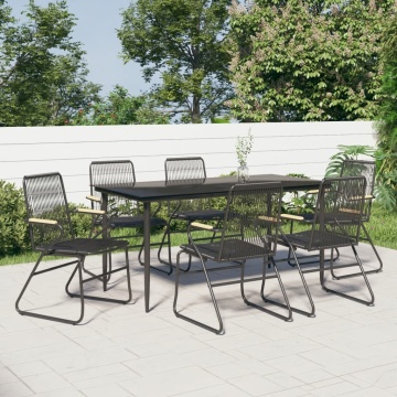 Set mobilier de grădină, 7 piese, negru, ratan PVC - Img 1