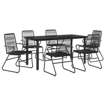 Set mobilier de grădină, 7 piese, negru, ratan PVC - Img 3