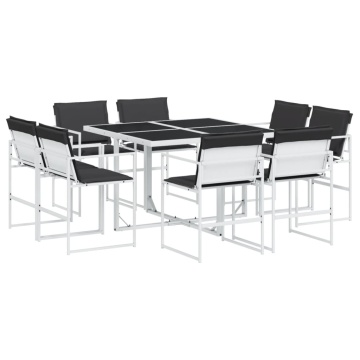 Set mobilier de grădină, 9 piese, cu perne, alb, textilenă - Img 2