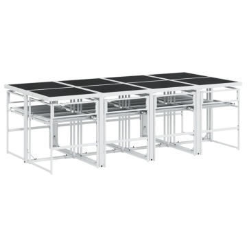 Set mobilier de grădină, 9 piese, cu perne, alb, textilenă - Img 8