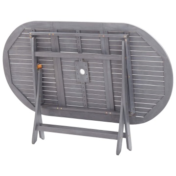 Set mobilier de grădină, 9 piese, gri, lemn masiv de acacia - Img 5