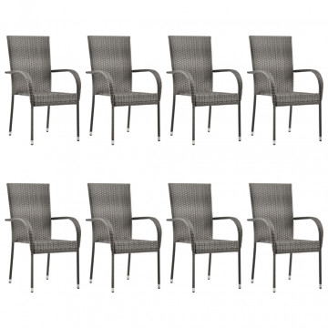 Set mobilier de grădină, 9 piese, gri - Img 8