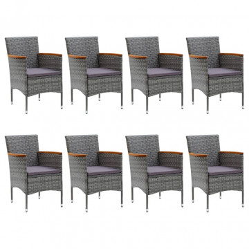 Set mobilier de grădină, 9 piese, gri - Img 8