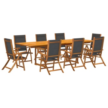 Set mobilier de grădină, 9 piese, lemn masiv acacia/textilenă - Img 2