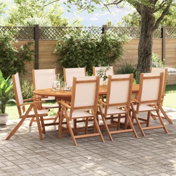 Set mobilier de grădină, 9 piese, lemn masiv acacia/textilenă - Img 1