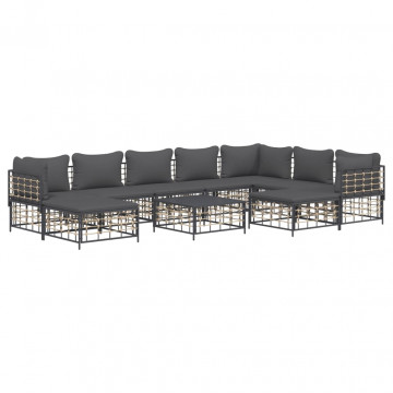 Set mobilier de grădină cu perne, 10 piese, antracit, poliratan - Img 1