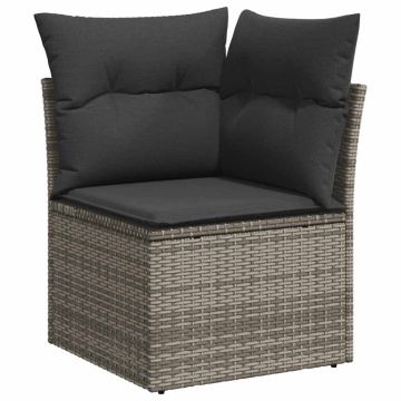 Set mobilier de grădină cu perne, 10 piese, gri, poliratan - Img 4