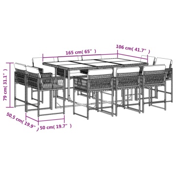 Set mobilier de grădină cu perne, 11 piese, gri, poliratan - Img 5