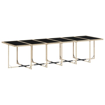 Set mobilier de grădină cu perne, 13 piese, bej, poliratan - Img 4