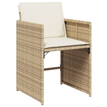 Set mobilier de grădină cu perne, 13 piese, bej, poliratan - Img 8