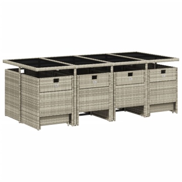 Set mobilier de grădină cu perne 13 piese gri deschis poliratan - Img 3