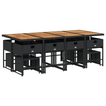 Set mobilier de grădină cu perne, 13 piese, negru, poliratan - Img 4