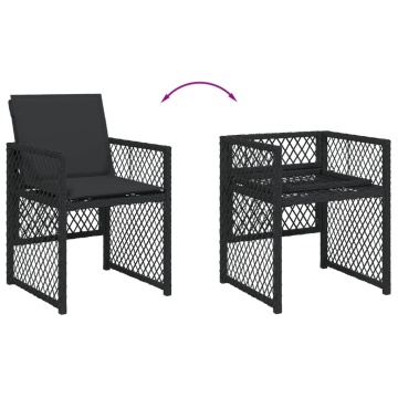 Set mobilier de grădină cu perne, 13 piese, negru, poliratan - Img 5
