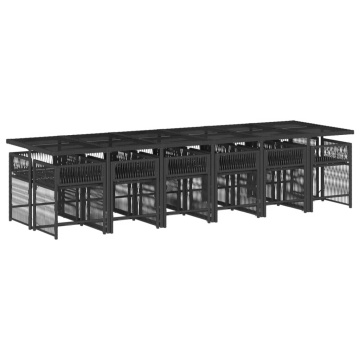 Set mobilier de grădină cu perne, 13 piese, negru, poliratan - Img 3