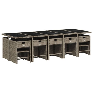 Set mobilier de grădină cu perne, 15 piese, gri, poliratan - Img 3