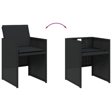 Set mobilier de grădină cu perne, 15 piese, negru, poliratan - Img 6