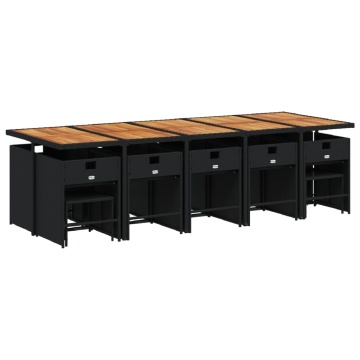 Set mobilier de grădină cu perne, 15 piese, negru, poliratan - Img 8