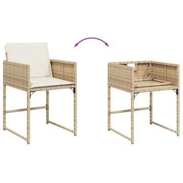 Set mobilier de grădină cu perne, 17 piese, bej, poliratan - Img 6