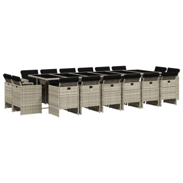 Set mobilier de grădină cu perne 17 piese gri deschis poliratan - Img 2