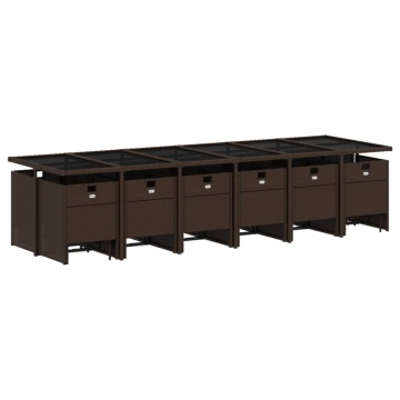 Set mobilier de grădină cu perne, 17 piese, maro, poliratan - Img 3