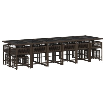 Set mobilier de grădină cu perne, 17 piese, maro, poliratan - Img 3