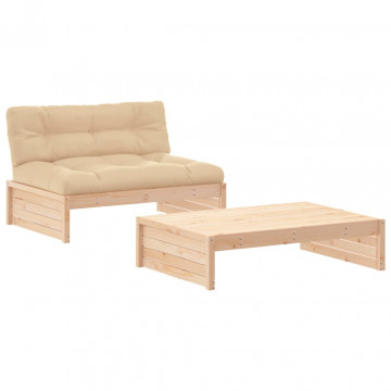 Set mobilier de grădină cu perne, 2 piese, lemn masiv - Img 2