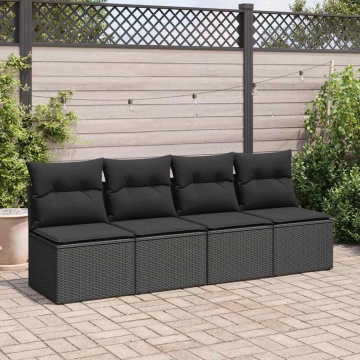 Set mobilier de grădină cu perne, 2 piese poliratan/lemn acacia - Img 3