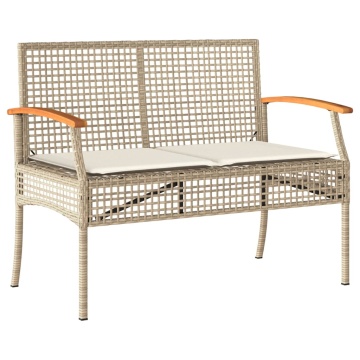 Set mobilier de grădină cu perne, 3 piese, bej, poliratan - Img 8