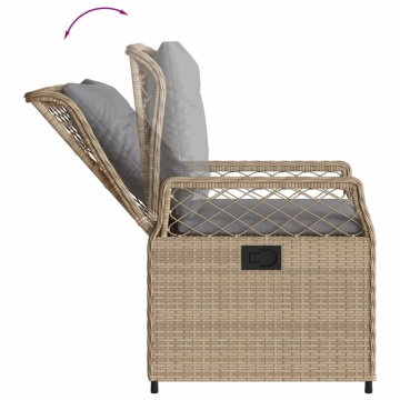 Set mobilier de grădină cu perne, 3 piese, bej, poliratan - Img 8