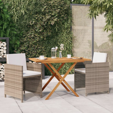 Set mobilier de grădină cu perne, 3 piese, bej - Img 1