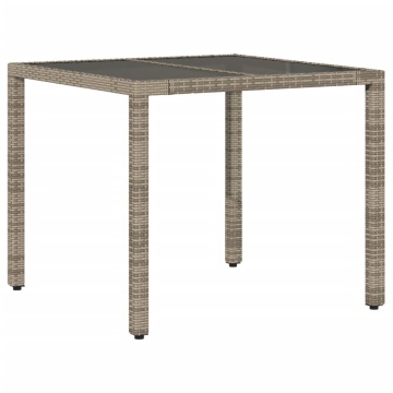 Set mobilier de grădină cu perne 3 piese gri poliratan & sticlă - Img 4