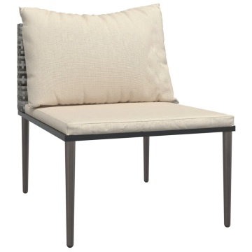 Set mobilier de grădină cu perne, 3 piese, gri, poliratan - Img 8