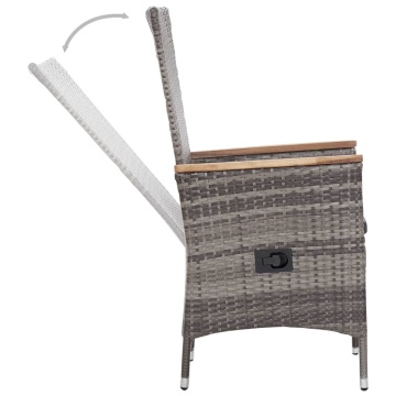 Set mobilier de grădină cu perne, 3 piese, gri, poliratan - Img 6