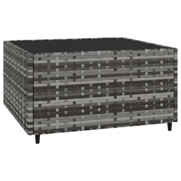 Set mobilier de grădină cu perne, 3 piese, gri, poliratan - Img 6