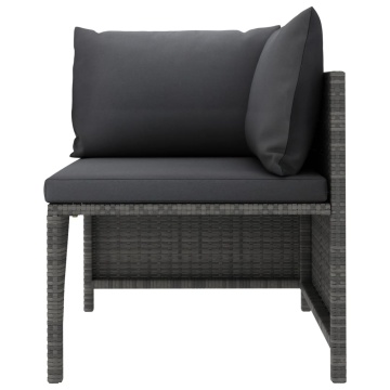Set mobilier de grădină cu perne, 3 piese, gri, poliratan - Img 4