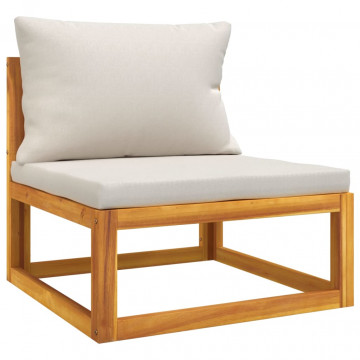 Set mobilier de grădină cu perne, 3 piese, lemn masiv acacia - Img 3