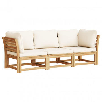 Set mobilier de grădină cu perne, 3 piese, lemn masiv acacia - Img 2