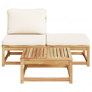 Set mobilier de grădină cu perne, 3 piese, lemn masiv acacia - Img 4