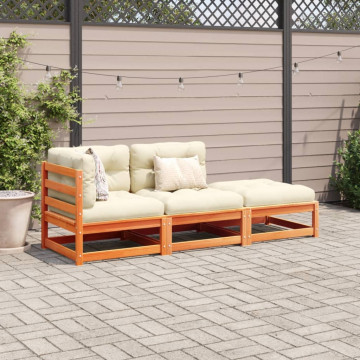 Set mobilier de grădină cu perne, 3 piese, lemn masiv de pin - Img 3