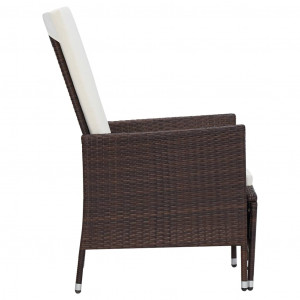 Set mobilier de grădină cu perne, 3 piese, maro, poliratan - Img 8